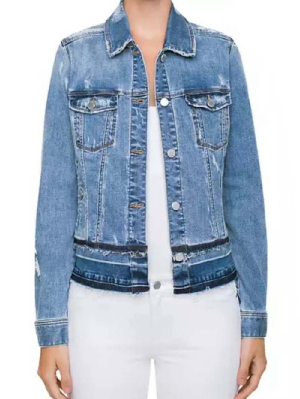 LIVERPOOL Los Angeles Elsinor Denim Frayed Bottom Jean Jacket XS